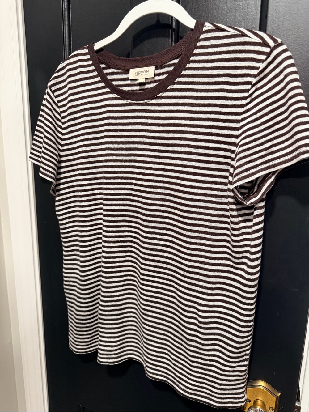 Hoven Brown & White Striped Short-Sleeve Crew Tee